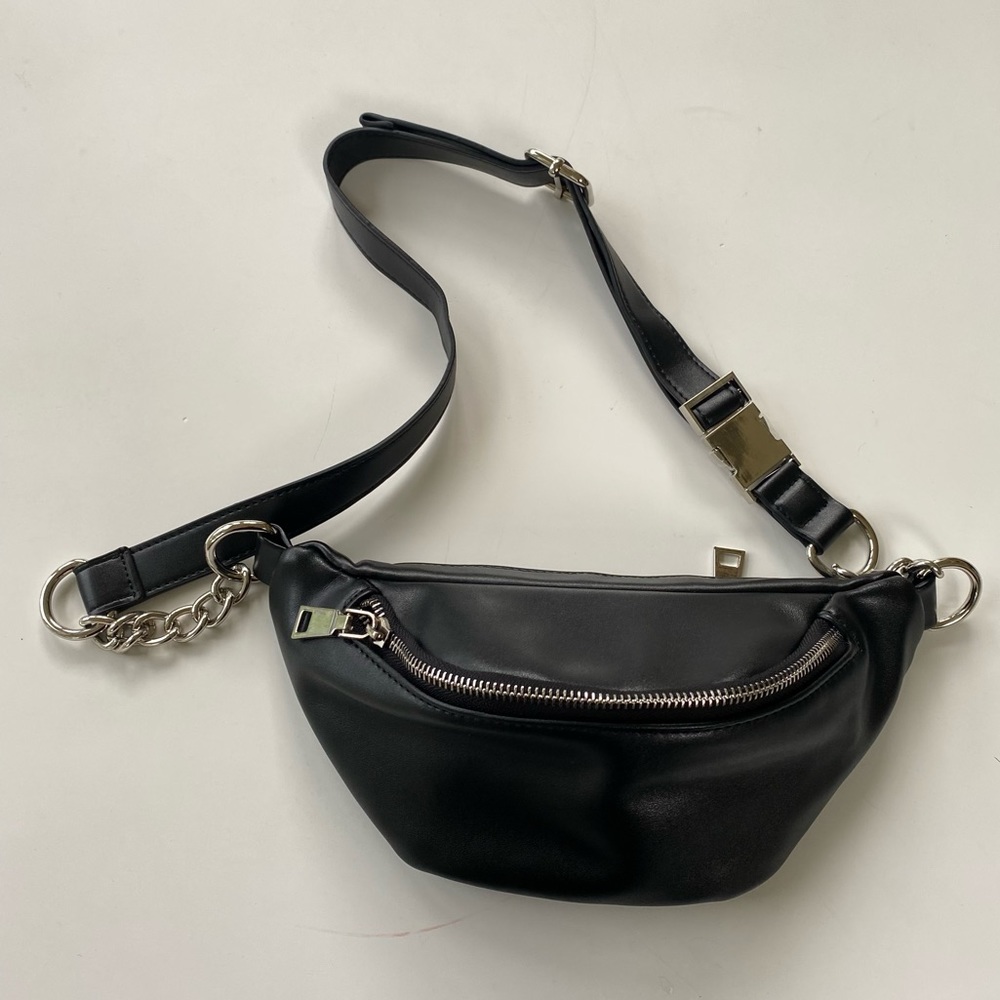 Black Faux Leather Crossbody Bag